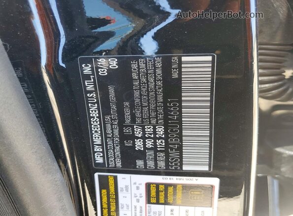 55SWF4JB9GU146651 2016 MERCEDES-BENZ C Black 360 interior view