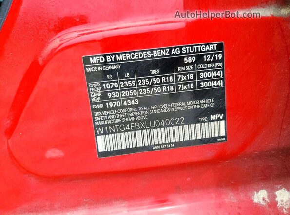 W1NTG4EBXLU040022 2020 MERCEDES-BENZ GLA Red სალონის 360-გრადუსიანი ხედი