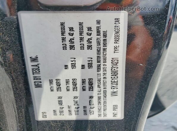 5YJ3E1EA6KF314231 2019 TESLA MODEL Black 