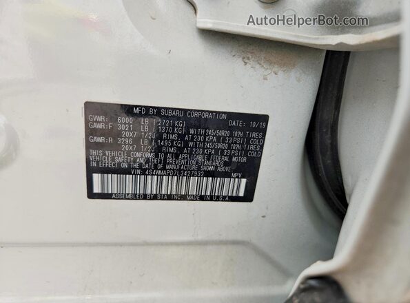 4S4WMAPD7L3427932 2020 SUBARU ASCENT White Սալոնի 360 աստիճան տեսք