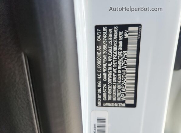 WP1AE2A20HLA75758 2017 PORSCHE CAYENNE White 360 interior view