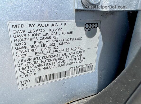 WA1LAAF78HD004851 2017 AUDI Q7 Silver უკანა სალონის ხედი