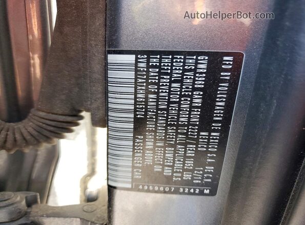 3VWF17ATXHM615704 2017 VOLKSWAGEN BEETLE Серый Вид наклейки с VIN-кодом