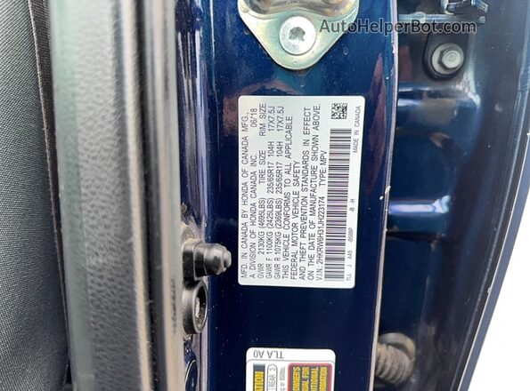 2HKRW6H31JH223174 2018 HONDA CR-V Blue 