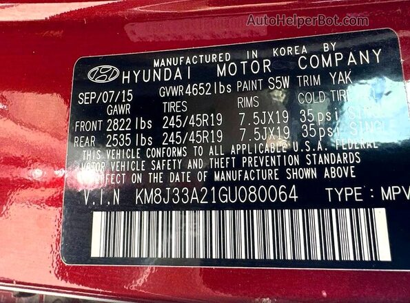 KM8J33A21GU080064 2016 HYUNDAI TUCSON Серый 