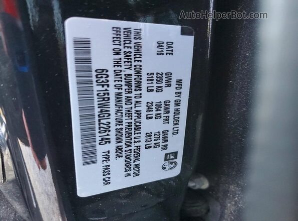 6G3F15RW4GL226145 2016 CHEVROLET SS Black Engine compartment view
