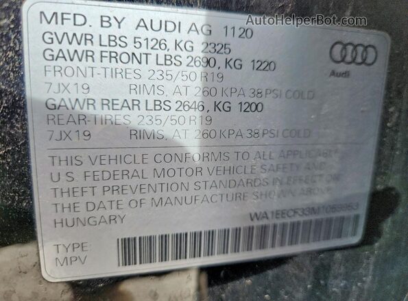 WA1EECF33M1059953 2021 AUDI Q3 Black Սալոնի 360 աստիճան տեսք