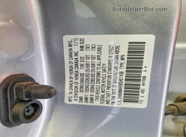 2HKRM4H5XGH611458 2016 HONDA CRV Silver 