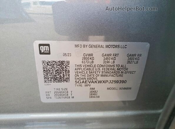 5GAEVAKWXPJ259390 2023 BUICK ENCLAVE Silver სალონის 360-გრადუსიანი ხედი