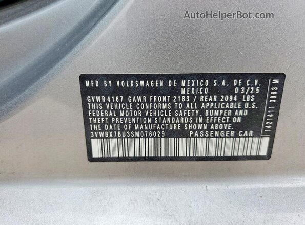 3VWBX7BU3SM076029 2025 VOLKSWAGEN JETTA Silver 