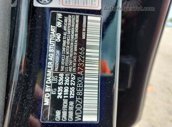 WDDZF8EBXLA732266 2020 MERCEDES-BENZ E Black Vista de la etiqueta del VIN