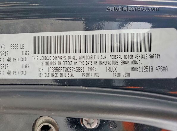 1C6RR6FT0KS745881 2019 RAM 1500 Black 