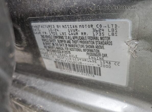 3N1CN8EV3SL812578 2025 NISSAN VERSA Серый 