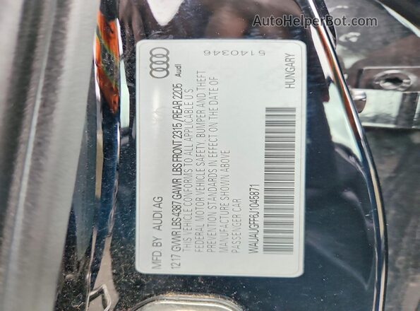 WAUAUGFF6J1045871 2018 AUDI A3 Black Widok naklejki z numerem VIN