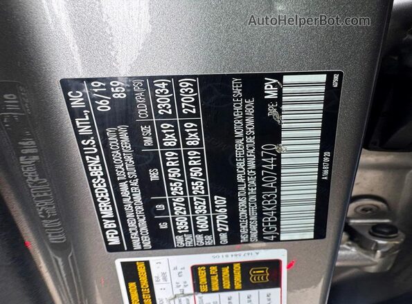4JGFB4KB3LA074470 2020 MERCEDES-BENZ GLE Gold 
