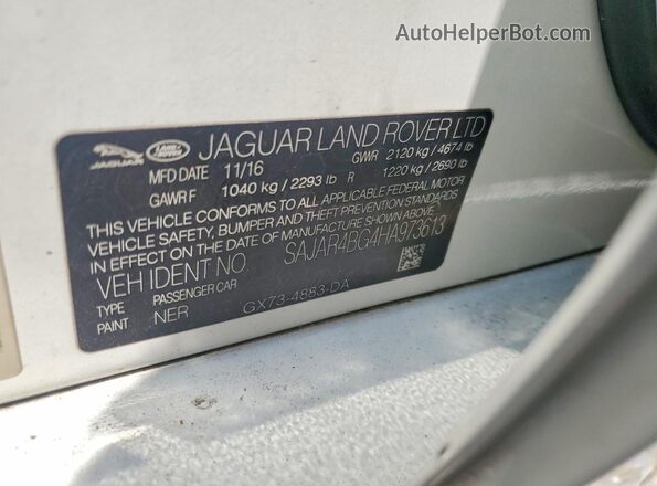 SAJAR4BG4HA973613 2017 JAGUAR XF White 