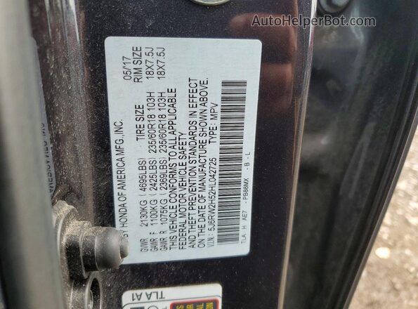 5J6RW2H52HL042725 2017 HONDA CRV Gray 