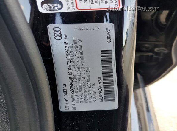 WAUCFAFC0GN134200 2016 AUDI A6 Black Vista de la etiqueta del VIN