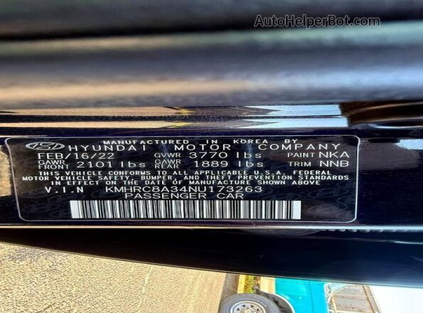 KMHRC8A34NU173263 2022 HYUNDAI VENUE Black 