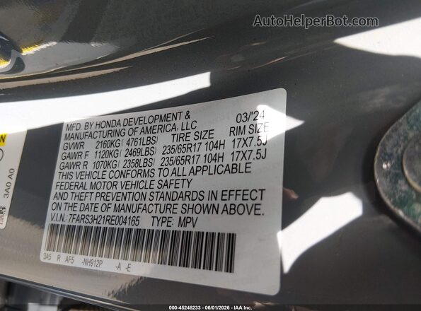 7FARS3H21RE004165 2024 HONDA CR-V Gray Widok komory silnika