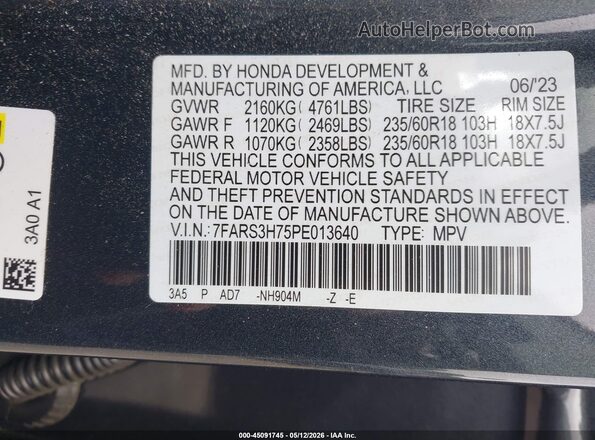 7FARS3H75PE013640 2023 HONDA CR-V Серый Вид подкапотного пространства