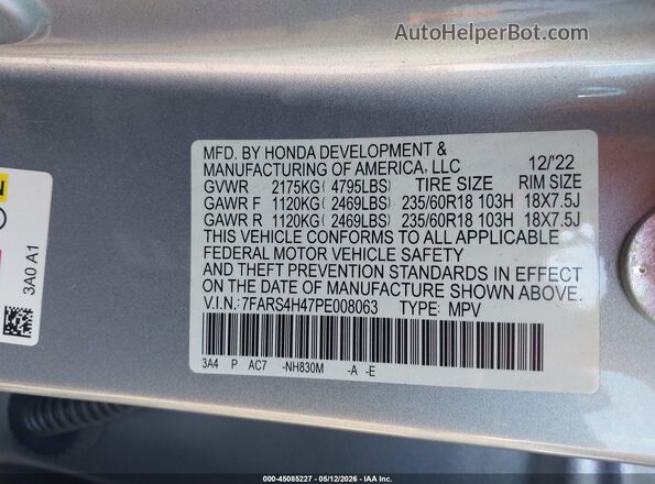 7FARS4H47PE008063 2023 HONDA CR-V Silver Vista del compartimento del motor
