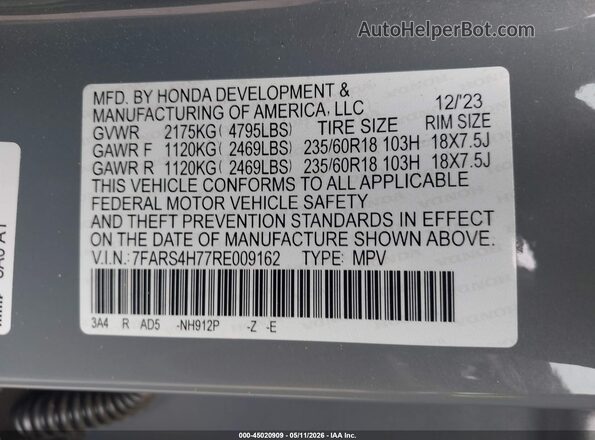 7FARS4H77RE009162 2024 HONDA CR-V Серый Вид подкапотного пространства