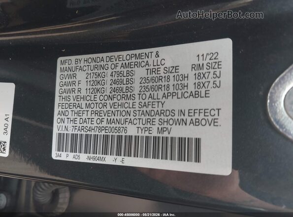 7FARS4H78PE005876 2023 HONDA CR-V Gray 