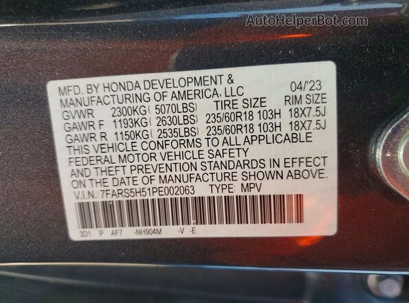 7FARS5H51PE002063 2023 HONDA CR-V Gray 