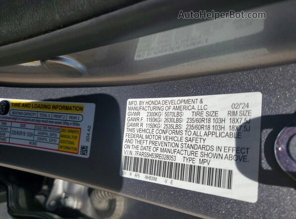 7FARS5H53RE028053 2024 HONDA CR-V Silver VIN sticker view