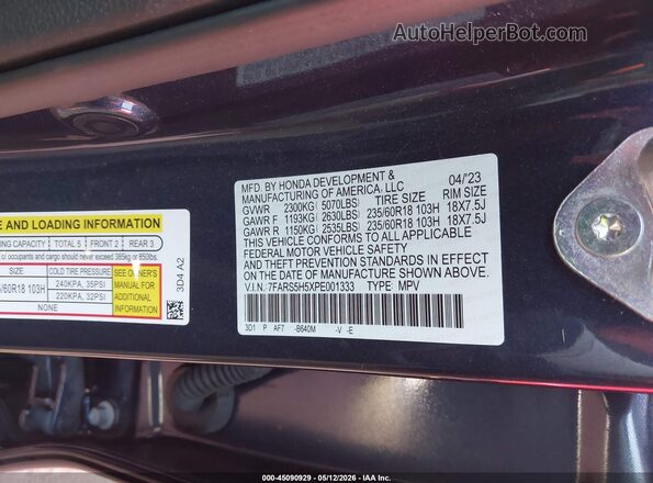 7FARS5H5XPE001333 2023 HONDA CR-V HYBRID Blue 