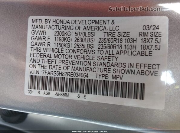 7FARS5H82RE034064 2024 HONDA CR-V HYBRID Silver 