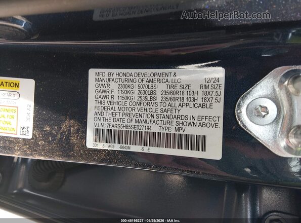 7FARS5H85SE027194 2025 HONDA CR-V Blue Engine compartment view