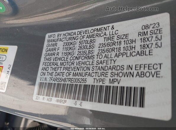 7FARS5H87RE005255 2024 HONDA CR-V HYBRID Gray ძრავის განყოფილების ხედი