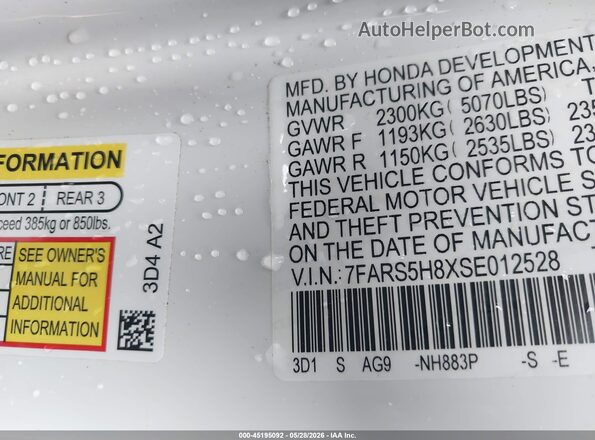 7FARS5H8XSE012528 2025 HONDA CR-V HYBRID White 