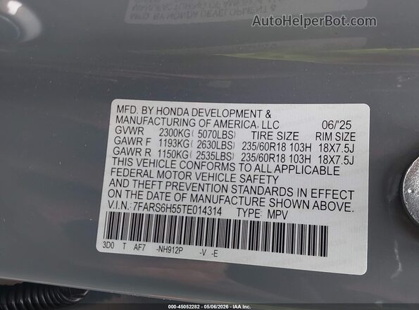 7FARS6H55TE014314 2026 HONDA CR-V HYBRID Gray 