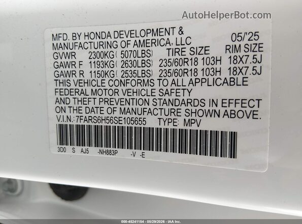 7FARS6H56SE105655 2025 HONDA CR-V Белый Вид подкапотного пространства