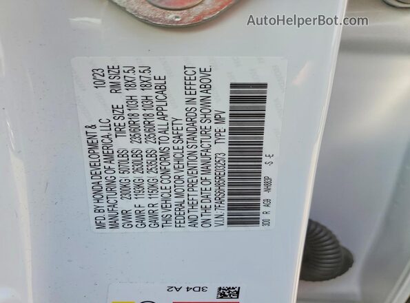 7FARS6H85RE032573 2024 HONDA CR White Widok wnętrza 360 stopni