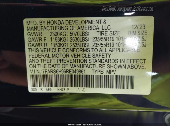 7FARS6H96RE049861 2024 HONDA CR-V Black Vista del compartimento del motor