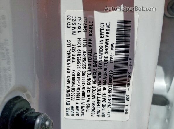7FART6H9XLE009819 2020 HONDA CR-V Белый 