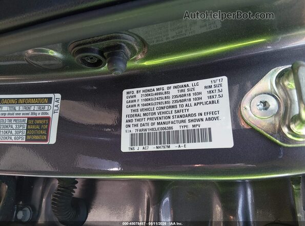 7FARW1H83JE006386 2018 HONDA CR-V Gray Widok komory silnika