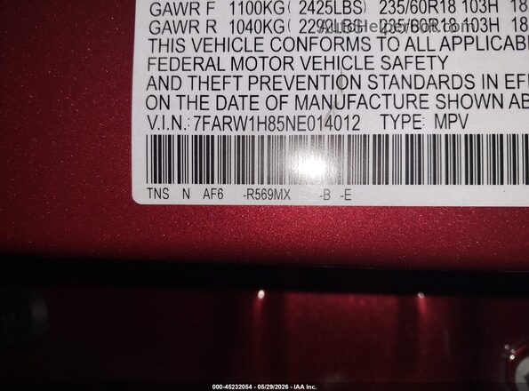 7FARW1H85NE014012 2022 HONDA CR-V Red Engine compartment view