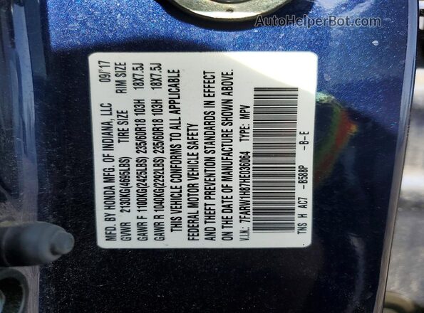 7FARW1H87HE036064 2017 HONDA CR-V Синий Вид наклейки с VIN-кодом