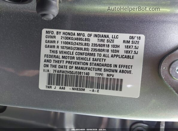 7FARW2H50JE081140 2018 HONDA CR-V Gray 