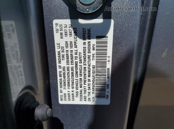 7FARW2H54JE102183 2018 HONDA CR-V Silver 