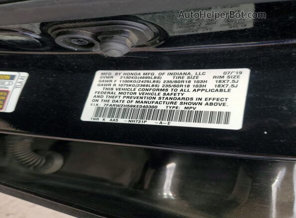 7FARW2H59KE040300 2019 HONDA CR-V Gray VIN კოდის სტიკერის ხედი