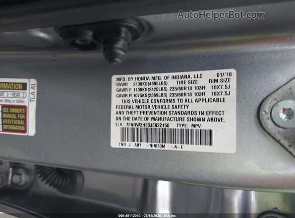 7FARW2H83JE022156 2018 HONDA CR-V Gray 