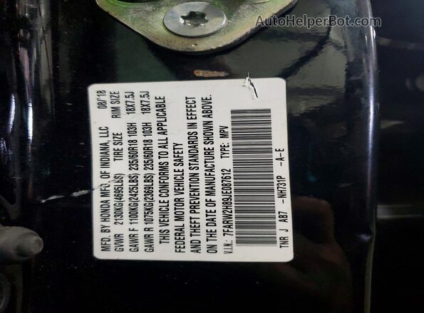 7FARW2H89JE087612 2018 HONDA CR-V Black 