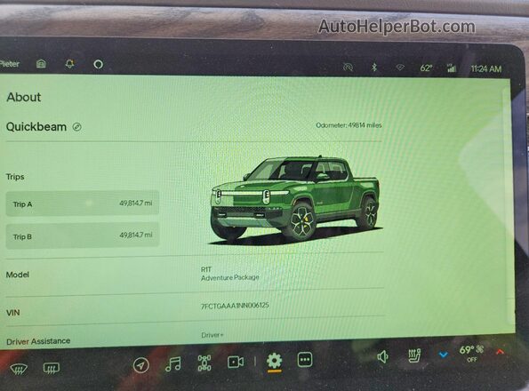 7FCTGAAA1NN006125 2022 RIVIAN R1T Green Vista del cuadro de instrumentos