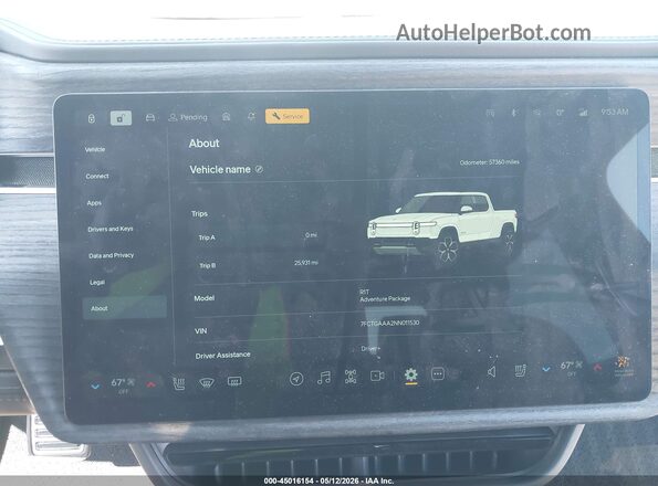 7FCTGAAA2NN011530 2022 RIVIAN R1T White 
